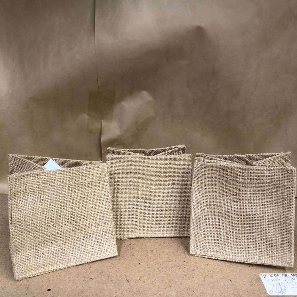 12PCS Natural Jute Square Burlap Laminated Vase